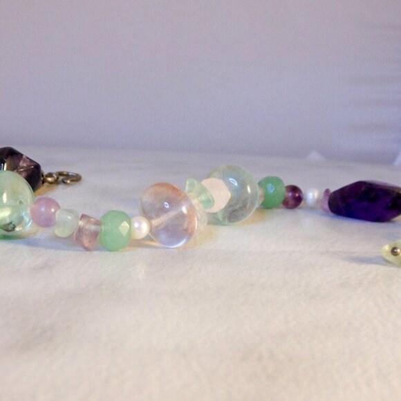 Vintage Sterling Silver Semi-Precious Stone Bracelet ,  8- 9 inch - Picture 5 of 5